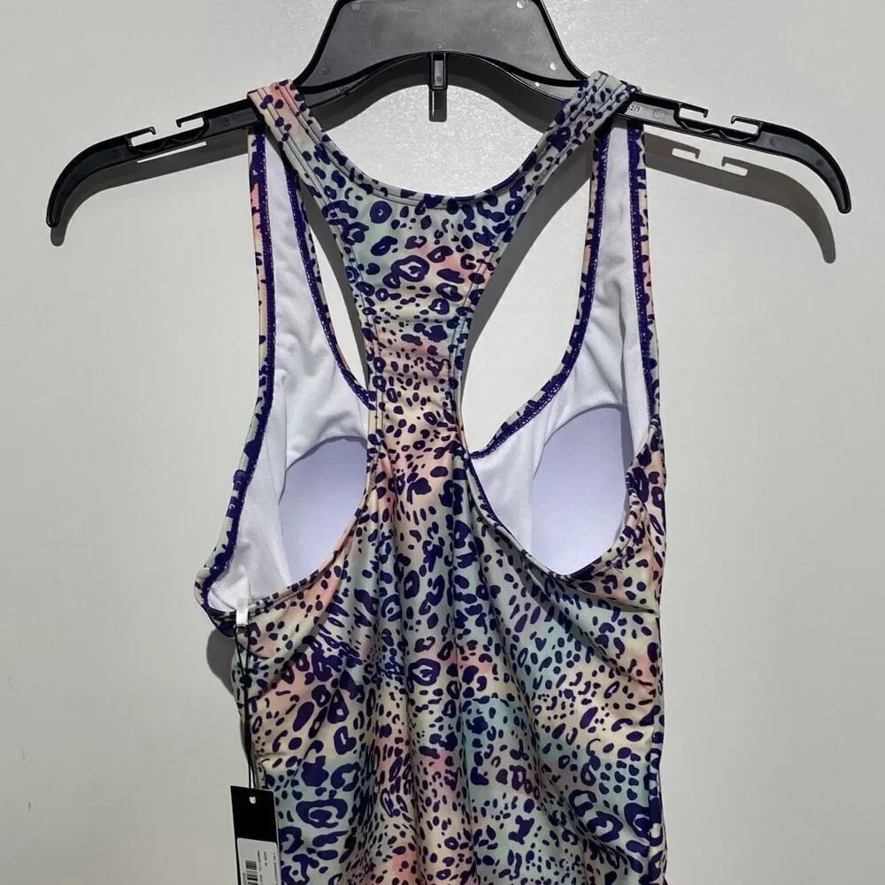 Nicole Miller Studio Iris Cheetah Print Racerback One Piece Swimsuit NMOP-114‎ M